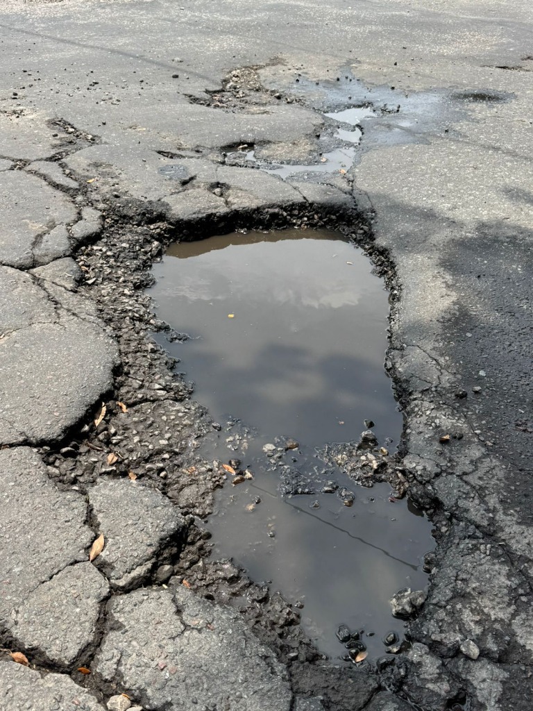 Bache en la vía pública antes de aplicar RINNOVA